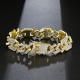 Rhinestone Cuban Link Bracelet Silver Jewelry Party Gift