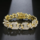 Rhinestone Cuban Link Bracelet Silver Jewelry Party Gift