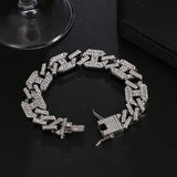 Rhinestone Cuban Link Bracelet Silver Jewelry Party Gift