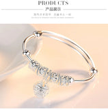 925 Sterling Silver Charm Stone Bangle Cuff Bracelet for Women