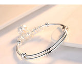 925 Sterling Silver Charm Stone Bangle Cuff Bracelet for Women