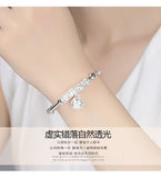 925 Sterling Silver Charm Stone Bangle Cuff Bracelet for Women