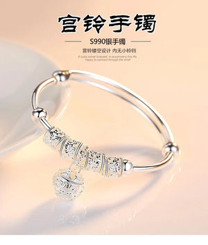 925 Sterling Silver Charm Stone Bangle Cuff Bracelet for Women