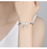 925 Sterling Silver Charm Stone Bangle Cuff Bracelet for Women