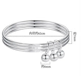 925 Silver Three Circle Bangle Bracelet Charm Jingling Bell Love Jewelry Gift