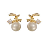 Sweet Zircon Pearl Earrings S925 Silver Needle Unique Temperament