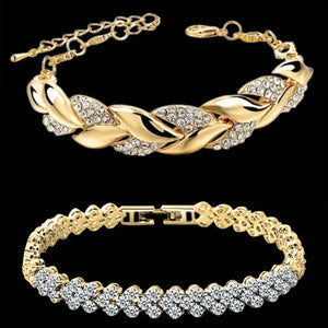 Women Silver Crystal Leaf Bracelet Christmas Gift Jewelry