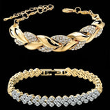 Women Silver Crystal Leaf Bracelet Christmas Gift Jewelry