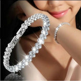Women Silver Crystal Leaf Bracelet Christmas Gift Jewelry