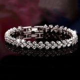 Women Silver Crystal Leaf Bracelet Christmas Gift Jewelry