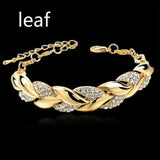 Women Silver Crystal Leaf Bracelet Christmas Gift Jewelry