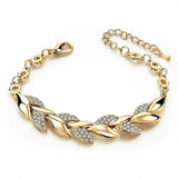 Women Silver Crystal Leaf Bracelet Christmas Gift Jewelry