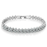 Women Silver Crystal Leaf Bracelet Christmas Gift Jewelry
