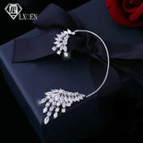 Adjustable Zirconia Ear Clips for Party Silver Wedding Earrings