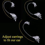 Adjustable Zirconia Ear Clips for Party Silver Wedding Earrings