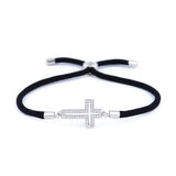 Zircon Silver Cross Bracelet Red Thread Charm Adjustable Gift