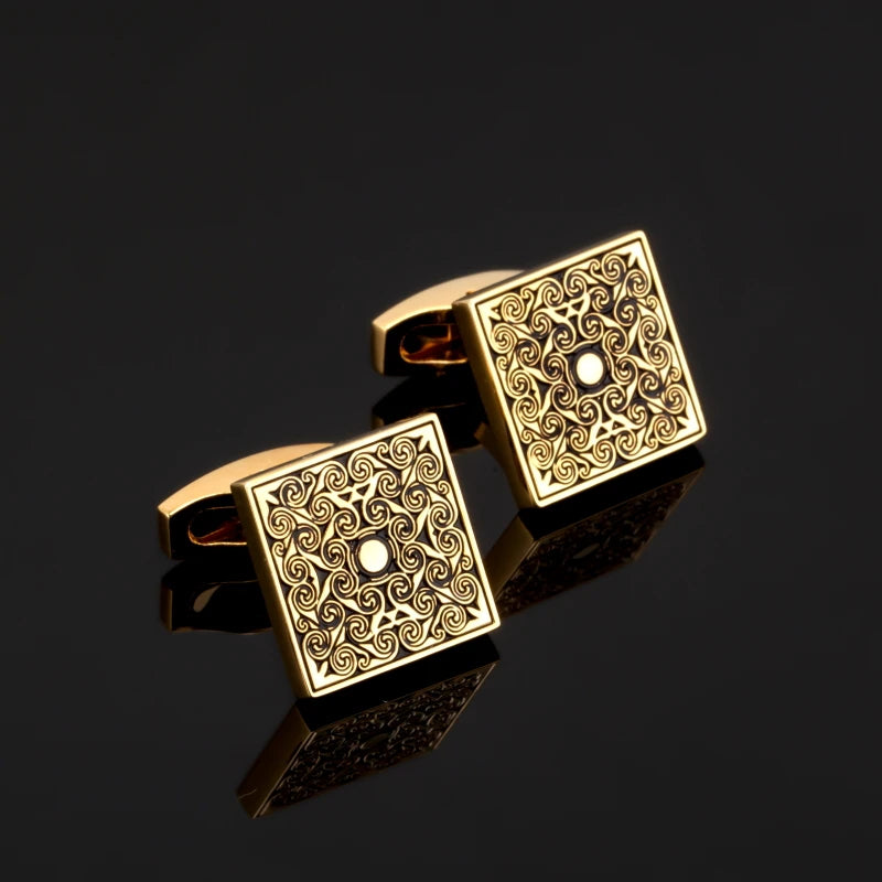 Vintage Flower Engraved Cufflinks - Royal Copper Plating