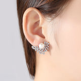 Artistic S925 18K Plated Natural Pearl Fan Shaped Earrings