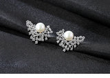 Artistic S925 18K Plated Natural Pearl Fan Shaped Earrings