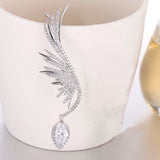 Feather CZ Stone Ear Cuff Hang Water Drop Big Clip Earrings for Women Party