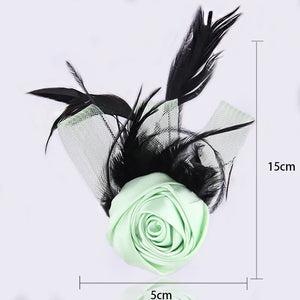 Feather Rose Flower Brooch Pin Wedding Jewelry Corsage Boutonniere