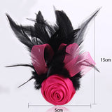 Feather Rose Flower Brooch Pin Wedding Jewelry Corsage Boutonniere