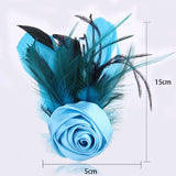 Feather Rose Flower Brooch Pin Wedding Jewelry Corsage Boutonniere
