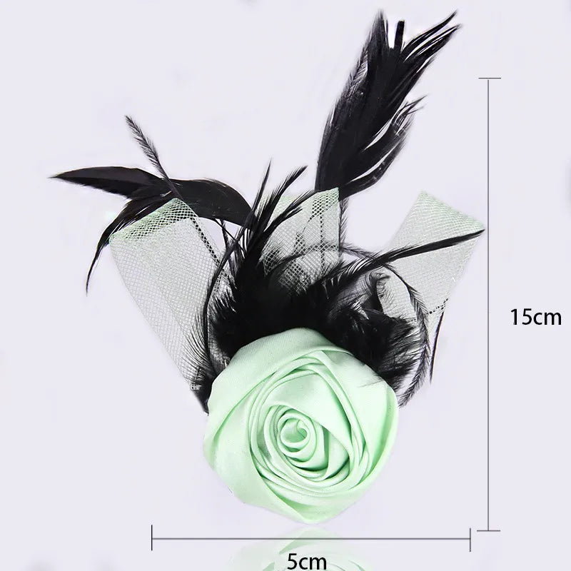 Feather Rose Flower Brooch Pin Wedding Jewelry Corsage Boutonniere