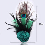 Feather Rose Flower Brooch Pin Wedding Jewelry Corsage Boutonniere