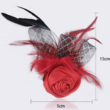 Feather Rose Flower Brooch Pin Wedding Jewelry Corsage Boutonniere
