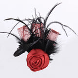 Feather Rose Flower Brooch Pin Wedding Jewelry Corsage Boutonniere
