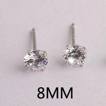 6/7/8mm Lab Diamond Earrings 925 Sterling Silver Studs