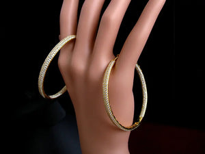 925 Silver Hoop Earrings Pave Diamond Jewelry for Wedding
