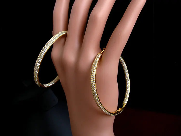 925 Silver Hoop Earrings Pave Diamond Jewelry for Wedding