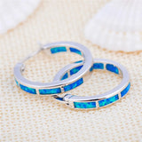 Green Opal Hoop Earrings for Women Wedding Jewelry