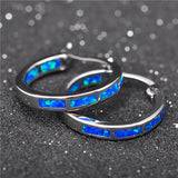 Green Opal Hoop Earrings for Women Wedding Jewelry