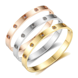Bijoux Crystal Bangles for Women Men Bracelets Stainless Steel Jewelry