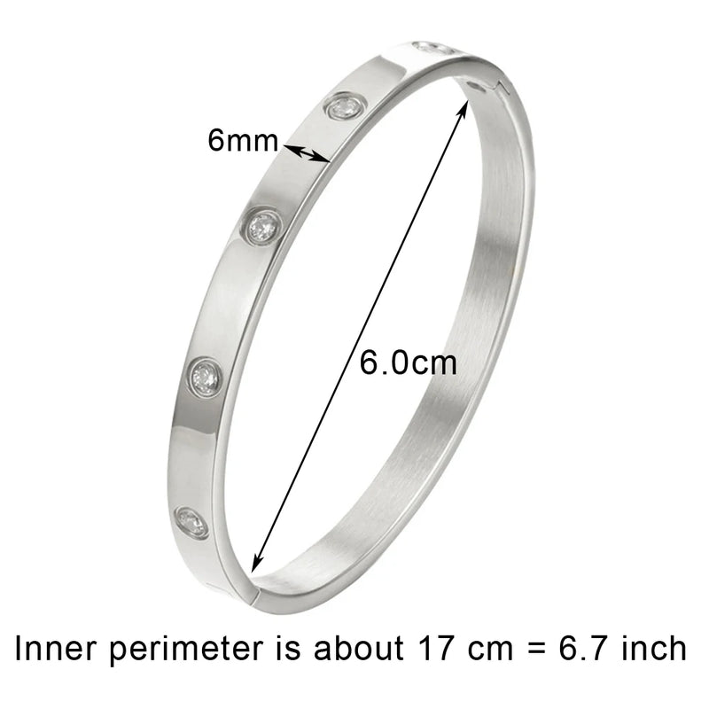 Bijoux Crystal Bangles for Women Men Bracelets Stainless Steel Jewelry