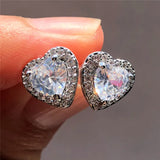 Small Heart Earrings Silver Vintage Wedding Jewelry