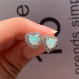 Small Heart Earrings Silver Vintage Wedding Jewelry