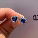 Small Heart Earrings Silver Vintage Wedding Jewelry
