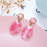 Crystal Glass Earrings Jewelry Oval Gem Dangle Drop Earrings For Women
