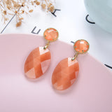 Crystal Glass Earrings Jewelry Oval Gem Dangle Drop Earrings For Women