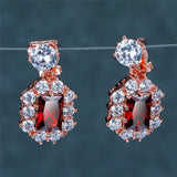 Crystal Green Clip Earrings Charm Silver Red Zircon Stone Wedding Earrings