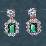 Crystal Green Clip Earrings Charm Silver Red Zircon Stone Wedding Earrings