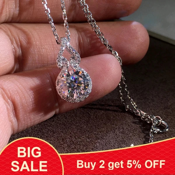 Crystal Round Pendants Necklaces Silver Vintage Wedding Jewelry Chain Necklaces