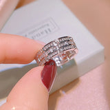 Zircon Engagement Ring Crystal Chain Silver Wedding Band