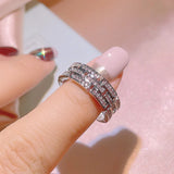 Zircon Engagement Ring Crystal Chain Silver Wedding Band