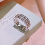 Zircon Engagement Ring Crystal Chain Silver Wedding Band