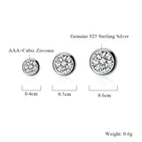 Crystal Zircon Stone Earrings 925 Sterling Silver Studs
